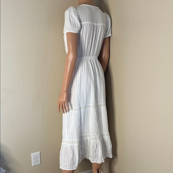 AMERICAN EAGLE WOMEN WHITE LACE SHORT-SLEEVE MIDI DRESS Boho lace top SZ SM - Picture 9 of 10